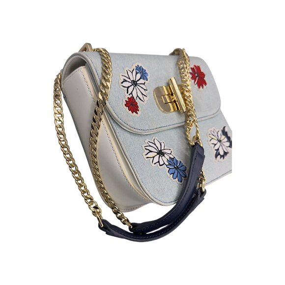 Tommy Hilfiger Embroidered Denim Crossbody Bag with Gold Chain Strap - Picture 2 of 16